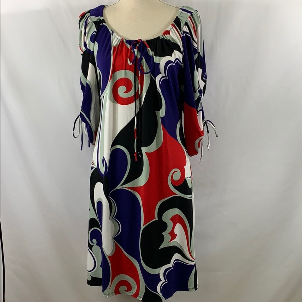Allen B  jersey dress with drawstring neckline